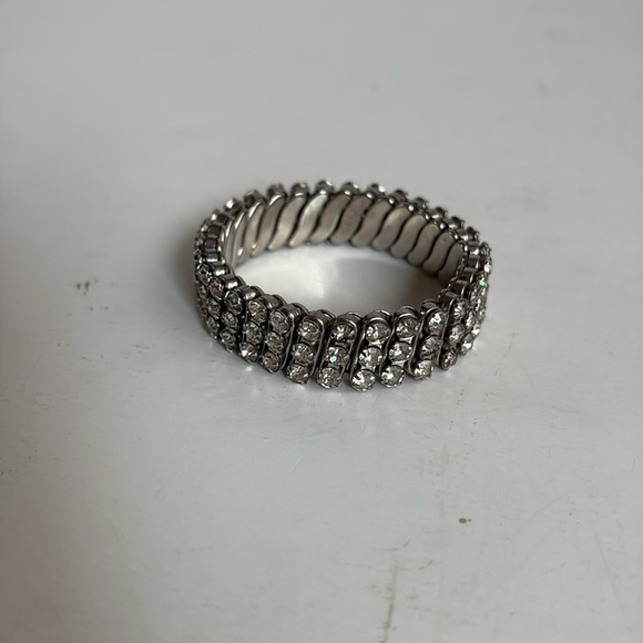 Crystal rhinestone expansion stretch bracelet Hollywood Madonna 80s silver - Picture 8 of 13